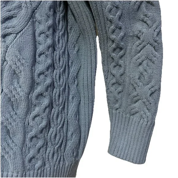 Vince Aran Cable Knit Womens Cardigan Sweater Size M Buttons Blue Long Sleeves - Picture 6 of 13